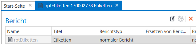 Sage AppDesigner mit dem vollqualifizierten Berichtsnamen in der Titelzeile